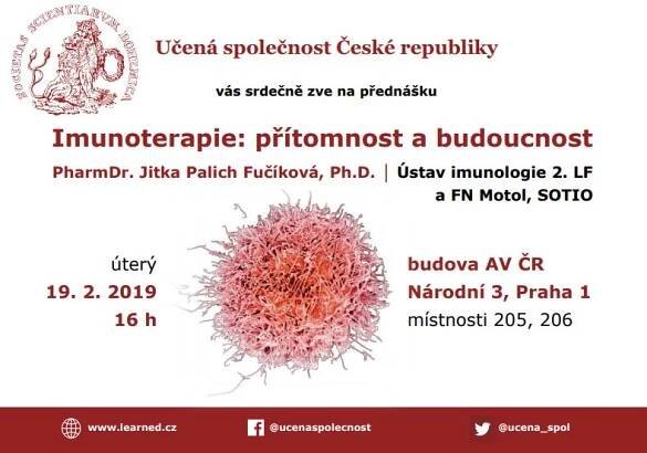 Imunoterapie: přítomnost a budoucnost - přednáška - 19. 2. 2019, v místnostech 205, 206 budovy Akademie věd ČR, Národní