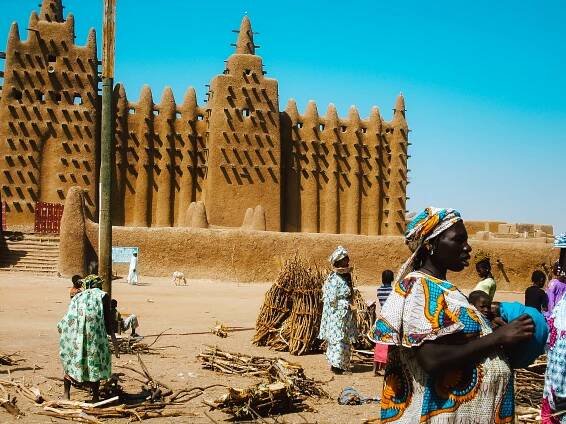 A modern-day view of the Timbuktu in Mali, Africa.