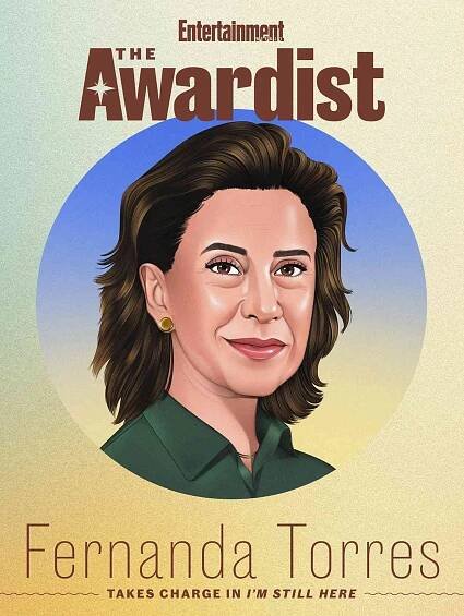 The Awardist cover with illustration of Fernanda Torres by Natalia Agatte