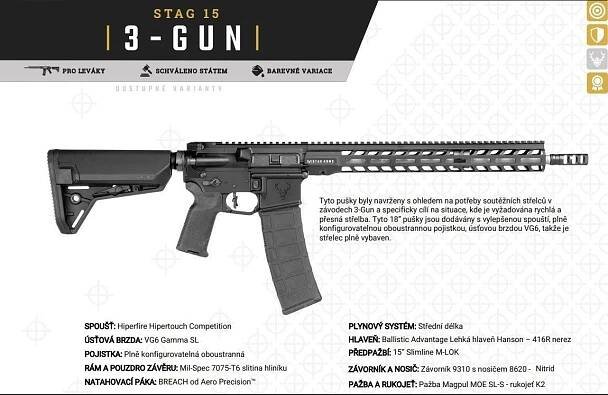 Stag Arms STAG 15 3-GUN cal.223Rem/5,56 hl.16" WYLDE černá | Zbraně Olomouc