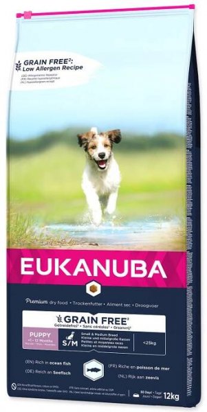 Krmivo EUKANUBA Puppy & Junior Small & Medium Grain Free Ocean Fish 12kg-KS