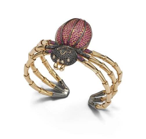 spider-bracelet-rubies-black-colourless-diamonds-18kt-rose-burnished-goldjpg - Roberto Coin