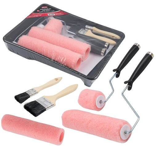 Wholesale 8pc Paint Roller and Brush Set BLAKC/PEACH
