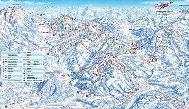 Brixental - Mapa sjezdovek v regionu Wilder Kaiser / Brixental