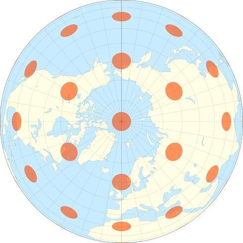 Soubor:Orthographic with Tissot's Indicatrices of Distortion.svg – Wikipedie