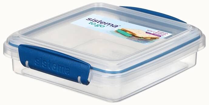 Sistema Svačinový box na toast To Go Sandwich 450 ml, modrá | Sistema-krabicky.cz