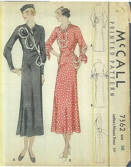 1930s Sewing Pattern - McCall 7362 