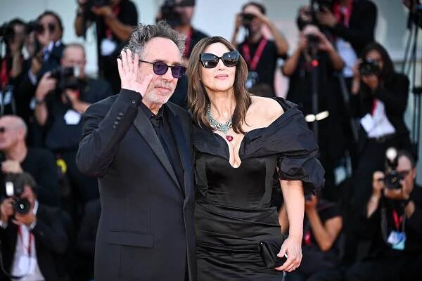 Tim Burton and Monica Bellucci at an event for Beetlejuice Beetlejuice (2024)