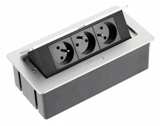 Stolní elektrozásuvka výklopná SOFT, hliník