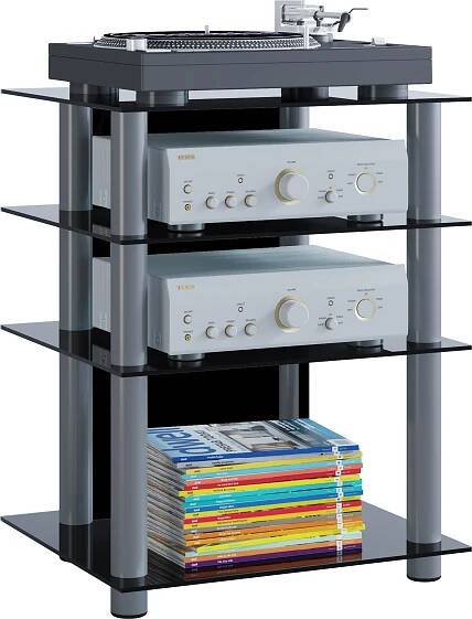 Hifi nábytek Rack Alu Glass Phono Media Rack Bilus