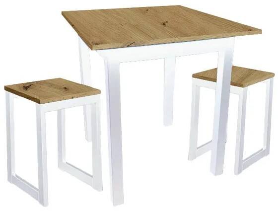 jídelní souprava Dede Set - kuchyňský stůl 80 x 60 cm + 2x židle MINI - dub artisan / bílá