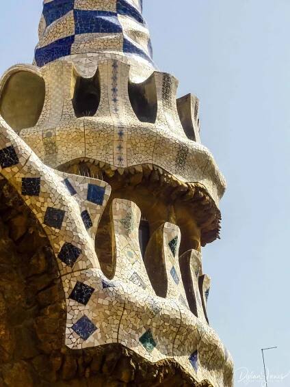 Gaudi building details in Parc Guell