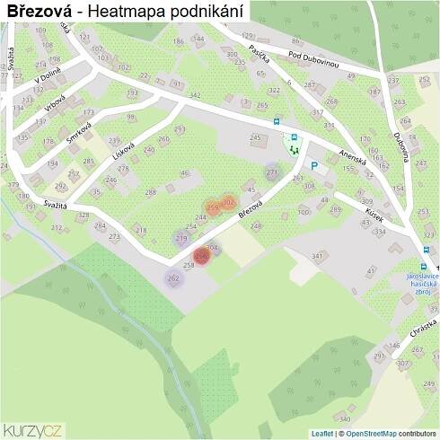 Mapa Březová - Firmy v ulici.