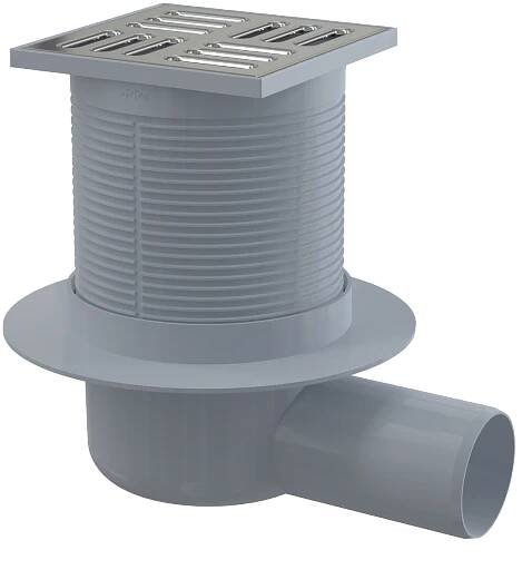 Podlahová vpust 105×105/50 mm boční, mřížka nerez, kombinovaná zápach. uzávěra SMART APV31