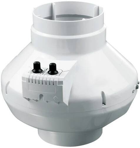 Ventilátor do potrubí radiální s teplotním čidlem a regulátorem otáček Ø 100 mm