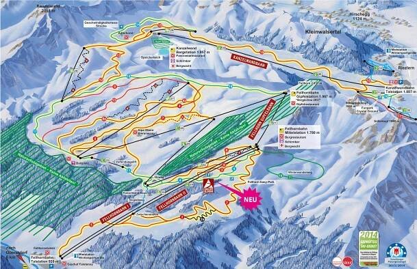 Kanzelwand-Fellhorn (Kleinwalsertal) Průvodce po středisku, mapa lokací & Kanzelwand-Fellhorn (Kleinwalsertal) ubytovaní