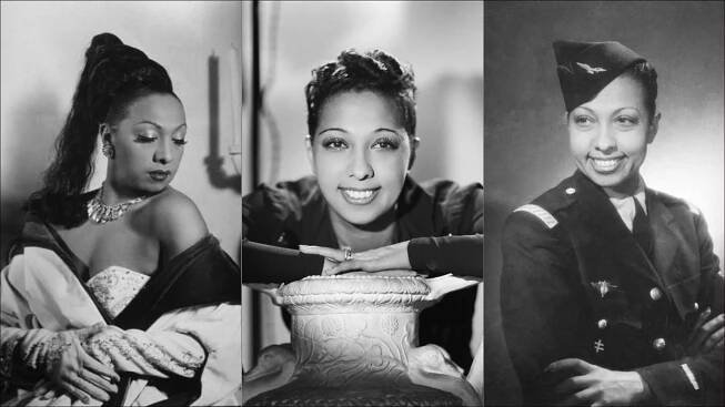 „Byla svobodná žena, aktivistka, feministka, odbojářka, bojovnice proti rasismu a antisemitismu.“ Francouzský esejista Laurent Kupferman o Josephine Bakerové. Foto: Studio Harcourt, Rudolf Suroch, Wikimedia Commons Public Domain. Koláž: Deník N