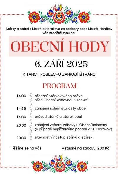 Obecní hody 2025 | Mokrá-Horákov