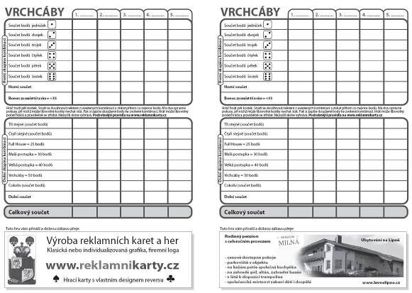 Vrchcáby - hra v kostky - pravidla