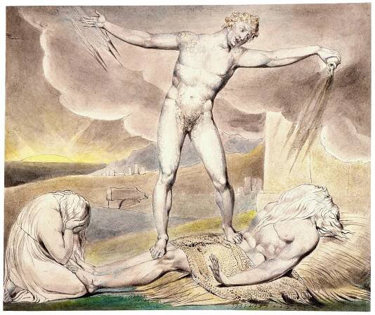 William Blake: Satan postihuje Jóba vředy (1805) | Zdroj Wikimedia Commons