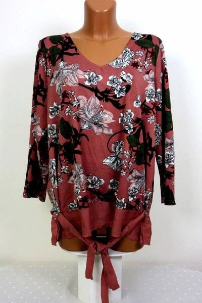 Starorůžový top s květy vel: XL/XXL - Dámské oblečení
