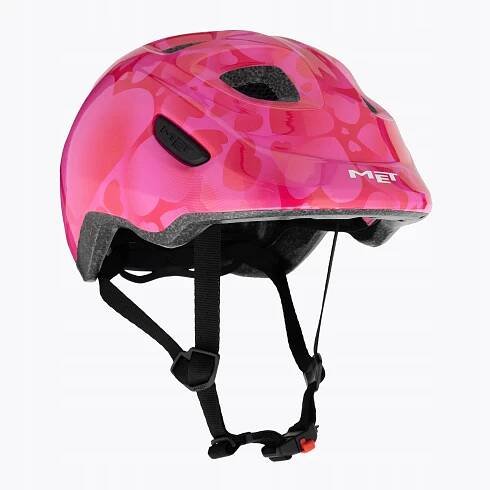Dětská cyklistická přilba MET Hooray pink hearts glossy 46-52 Cm (Xs)