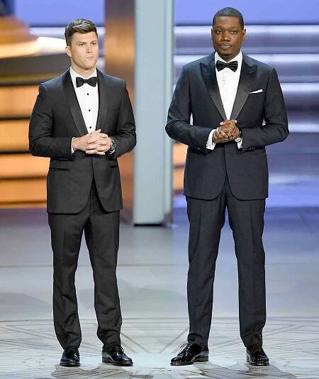 Colin Jost & Michael Che Roast Roseanne Barr in Emmys Monologue: 'How Messed Up Is Your Life?'