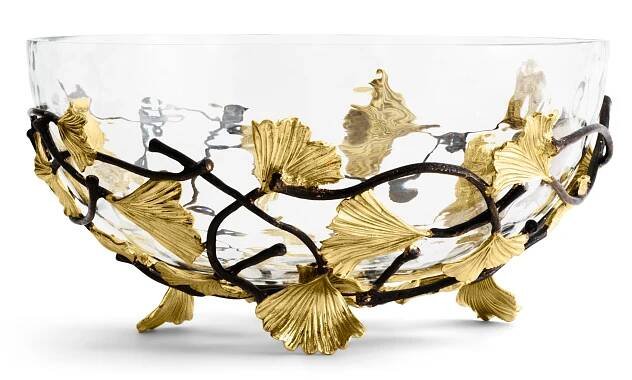 Michael Aram Golden Ginkgo Medium Glass Bowl