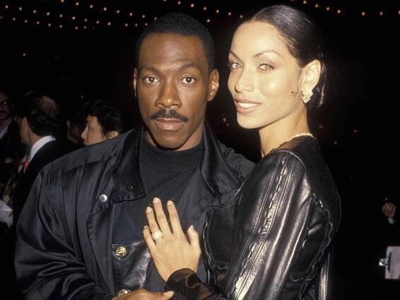 Eddie Murphy and Nicole Mitchell during "Philadelphia" Los Angeles World Premiere at Cineplex Odeon in Century City, California, United States