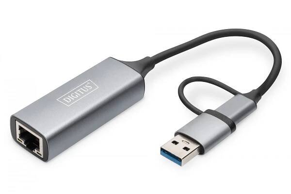 Digitus DN-3028 kabelová redukce USB-C USB 3.1 RJ-45 Šedá (DN-3028)