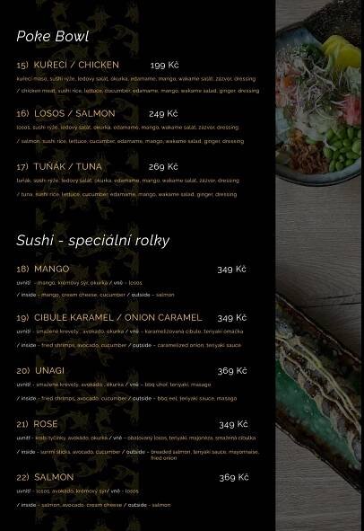 Menu : Tudam Restaurace