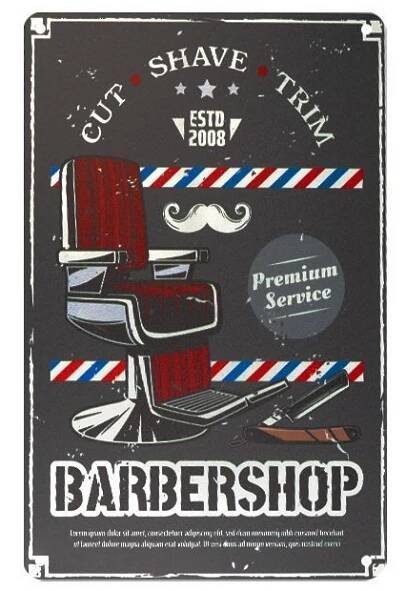 Plechová retro cedule Barbershop B021
