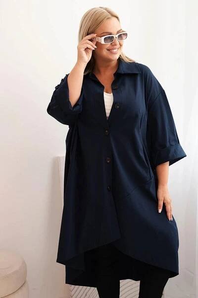 Oversize pelerína se zapínáním na knoflíky model 25132 barva námořnická modrá