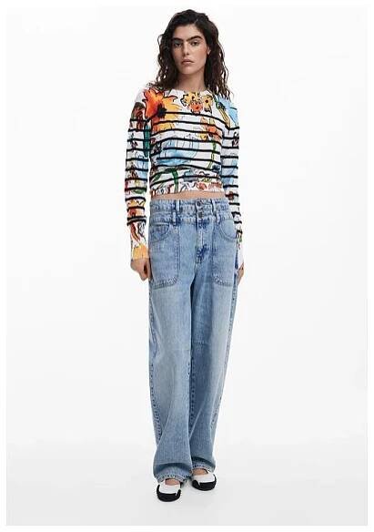 Dámský svetr DESIGUAL 25SWJF21 1001 JERS LEKNES 1001 WHITE