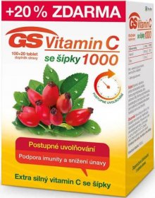 GS Vitamin C 1000mg se šípky tablety pro podporu imunitního systému, krásnou pleť a nehty