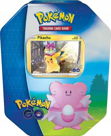 Karty Pokemon Go TCG KRABIČKA BLISSEY KOVOVÁ na pas +4x booster sáček