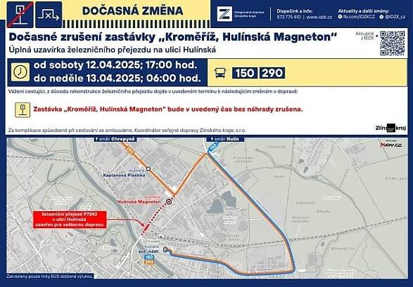 Dopravní uzavírka v Kroměříži