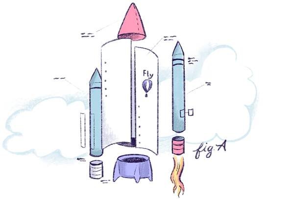 Illustration by Annie Ruygt of a rocket on the launch pad