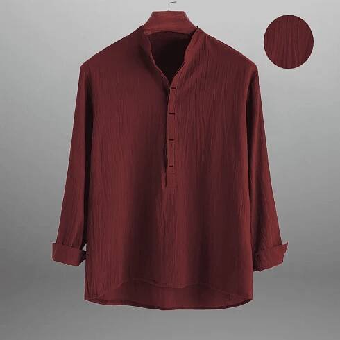 Men's Maroon T-shirt style textured shirt-RMS023