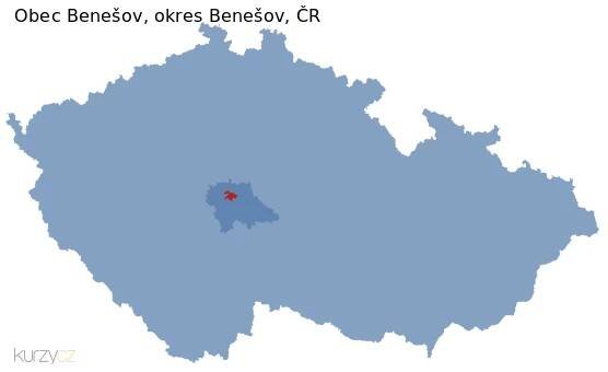 Mapa obce Benešov a okresu Benešov v ČR
