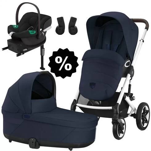 CYBEX Set Talos S Lux + korba + adaptéry + autosedačka + základna 2024 Ocean Blue (Silver Frame)