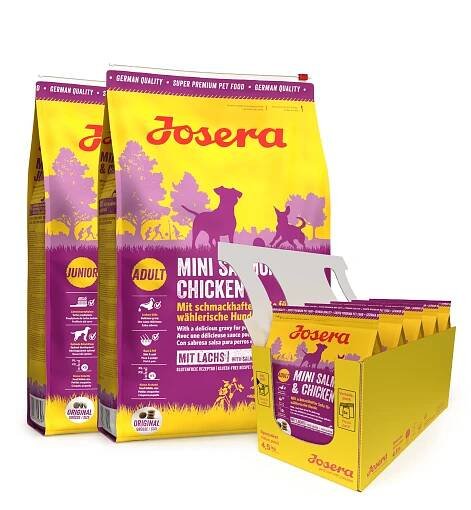 JOSERA Mini Salmon and Chicken 2 x 10kg pro dospělé malé psy + 5 x 900g GRATIS | Fera24.cz