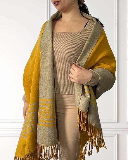 Pashmina Schal Senfgelb Alpakawolle 4