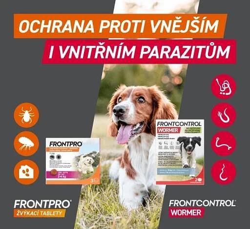 Frontpro a Frontcontrol. Ochrana proti vnějším i vnitřním parazitům.