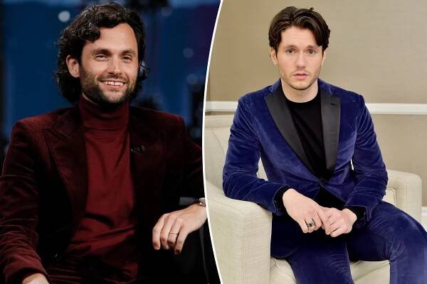 Penn Badgley on "Jimmy Kimmel Live!" split with a portrait of James Scully.