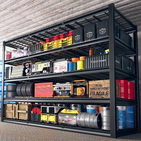 REIBII 60" W Garage Shelving Heavy Duty Storage Shelves 3000LBS Adjustable 5 Tier Metal Shelving Unit for Storage Rack 60" W x 24" D x 72" H