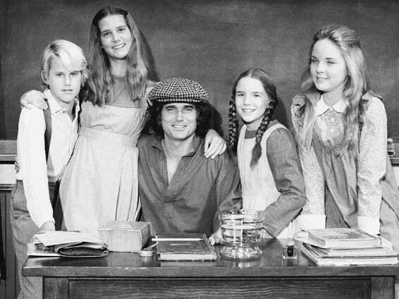 Michael Landon jr. as Jim, Leslie Landon as Kate, Michael Landon as Charles Philip Ingalls, Melissa Gilbert as Laura Ingalls Wilder, and Melissa Sue Anderson as Mary Ingalls Kendall in 'The Little House on the Prairie'. 