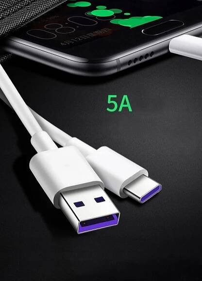 Kabel pro rychlé nabíjení a přenos dat 5A 1 m typ USB - C bílý - Allegro