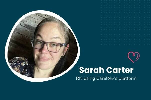 Sarah Carter, a Registered Nurse using CareRev's nurse staffing app.