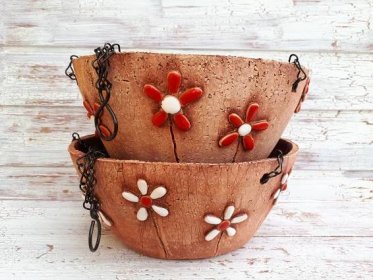 Keramický květináč závěsný - Ruční Keramika